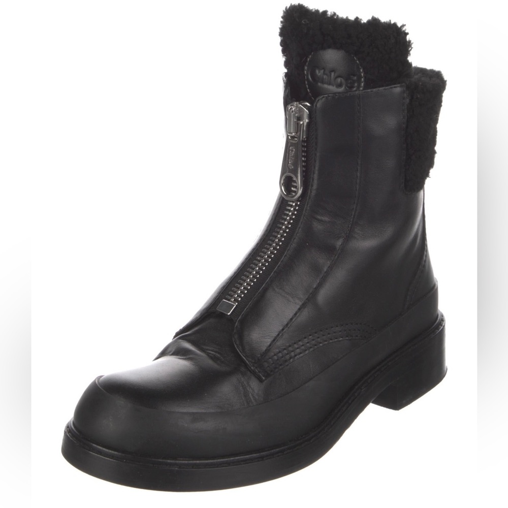 Chloe leather combat boots